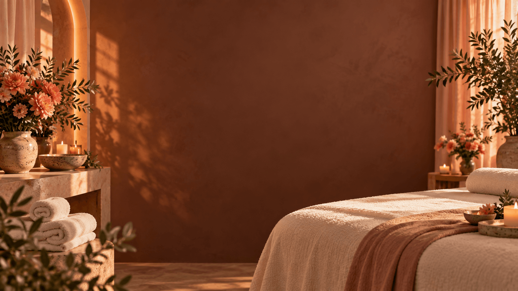 A warm treatment space with soft lighting